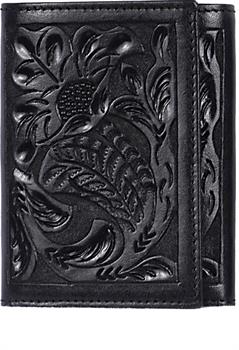 3D Black Western Trifold Wallet