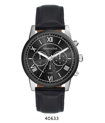 Akzan Wholesale - Montres Carlo Black Faux Leather Strap watch