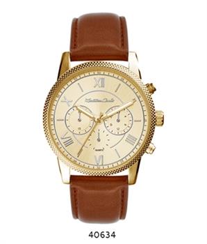 Montres Carlo Brown Faux Leather Strap watch