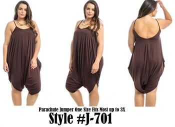 PLUS SIZE - BROWN - PARACHUTE JUMPER DRESS