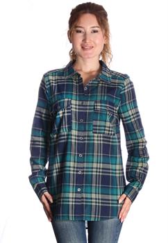 Green & Blue Long Sleeve Plaid Blouse