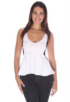 White & Black Cutout Peplum