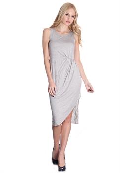 Grey Side Ruched Waisted Dress